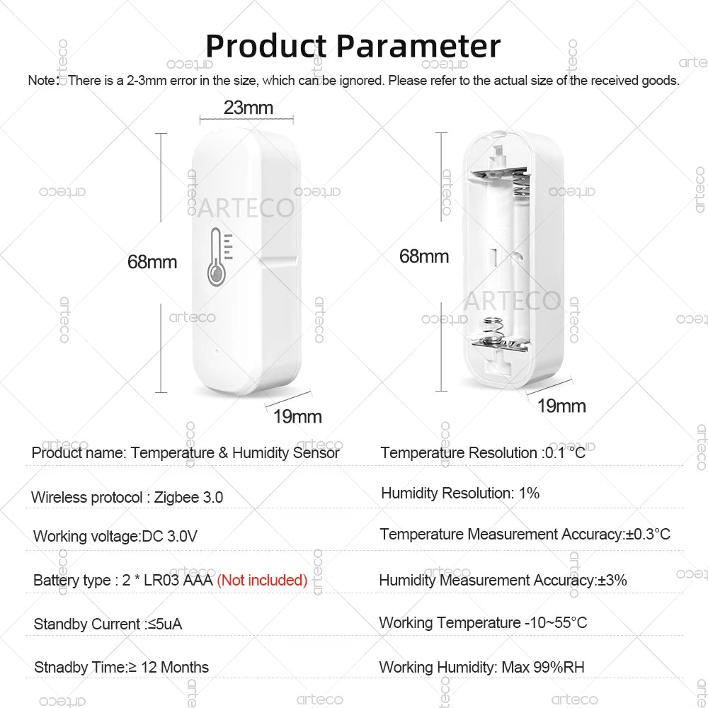 Zigbee Temperature And Humidity Sensor Indoor Thermometer APP Remote Monitor For Smart Home Automation Works With Home Assistant