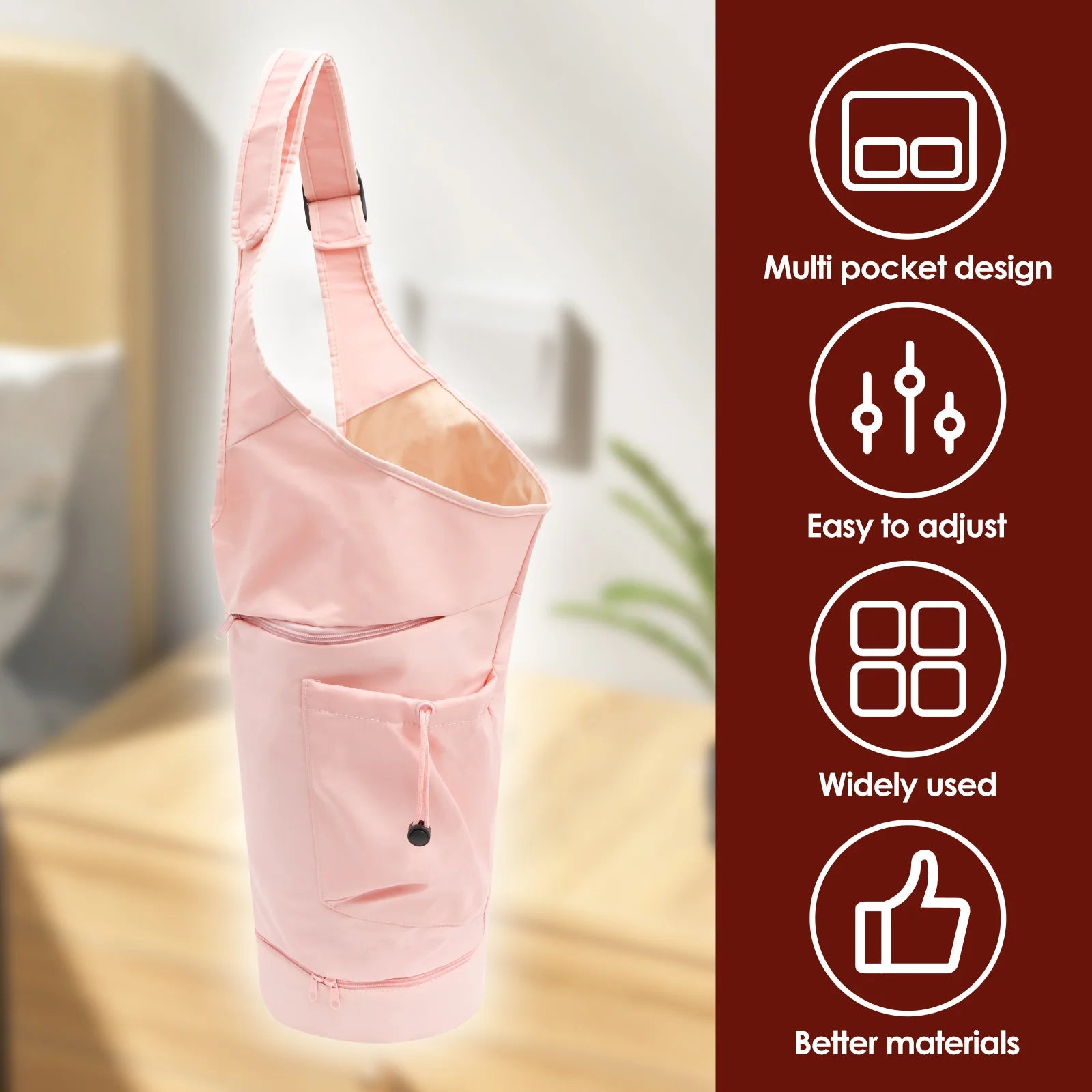 Yoga Mat Bag Large Opening Yoga Bag with Adjustable Shoulder Strap and Multiple Pocket Functional Fitness Mat Carrier for Women