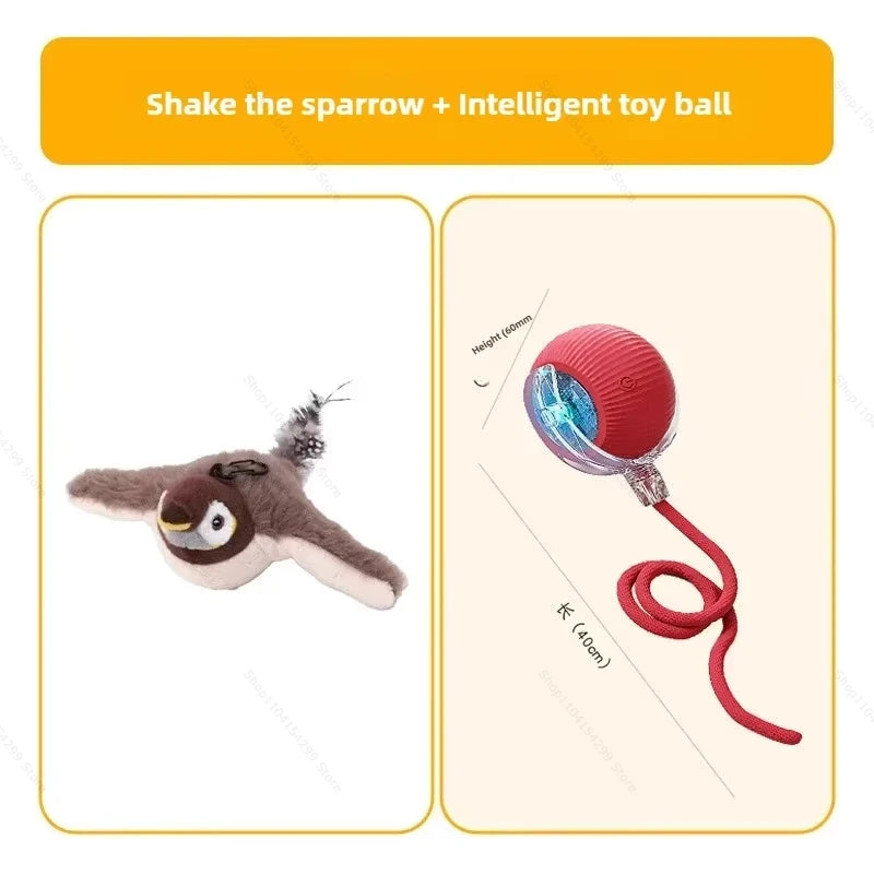 Interactive Cat Toys Rechargeable Flying Bird Rat Cat Toy Chirping Flapping Bird Can Add Catnip Touch Activated Cute Plush Toy