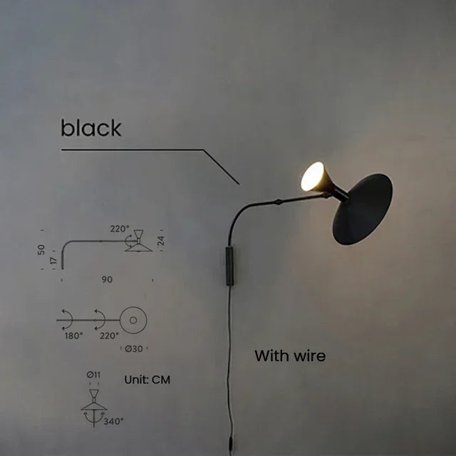 Nordic Designer Wall Lamp White Black Metal Arm Wall Sconce Lamp for Living Room Study Room Bedroom Bedside Lamps