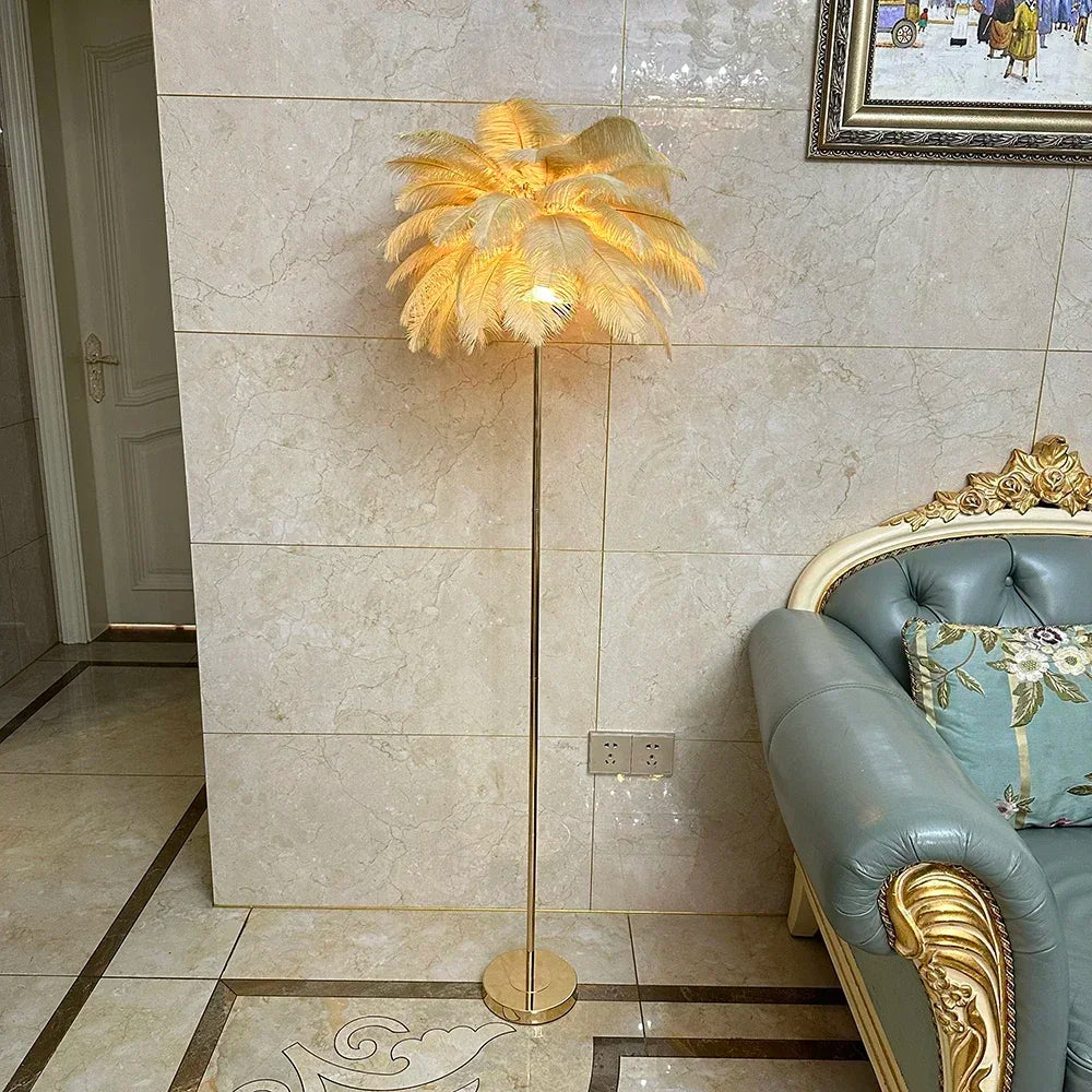 Rechargeable ostrich feather floor lamp Bar light Bedroom decorative light Romantic wedding creative wedding lighting