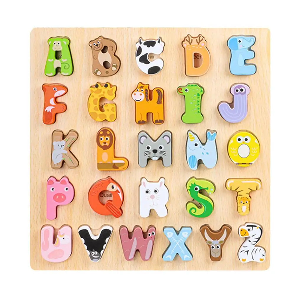 Learning Toys Alphabet Puzzle Wooden Animals Alphabet Puzzle For Toddlers ABC Puzzles Board Educational Toys For Kids Preschool