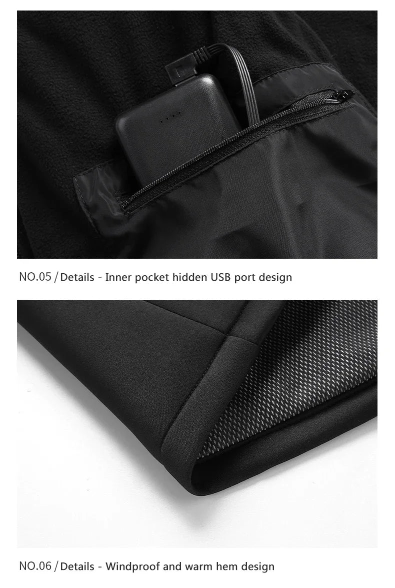 Women Coat Intelligent USB Electric Heating Thermal Warm Clothes Winter Heated Vest Plussize Men 21PCS Heated Jacket Fashion