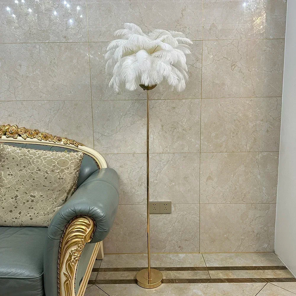 Rechargeable ostrich feather floor lamp Bar light Bedroom decorative light Romantic wedding creative wedding lighting