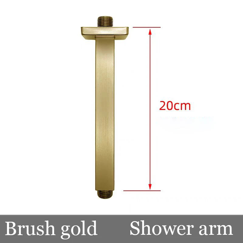 BAKALA 8/10/12Inch Water Powered Rain Shower Head Bathroom Square Brush gold Shower head. stainless steel shower head