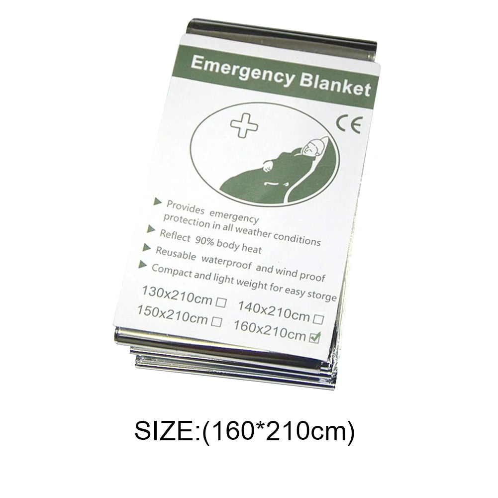 Silver Emergency Survival Thermal Blanket Outdoor Sleeping Bag Waterproof Windproof Reusable Cover for Exploration