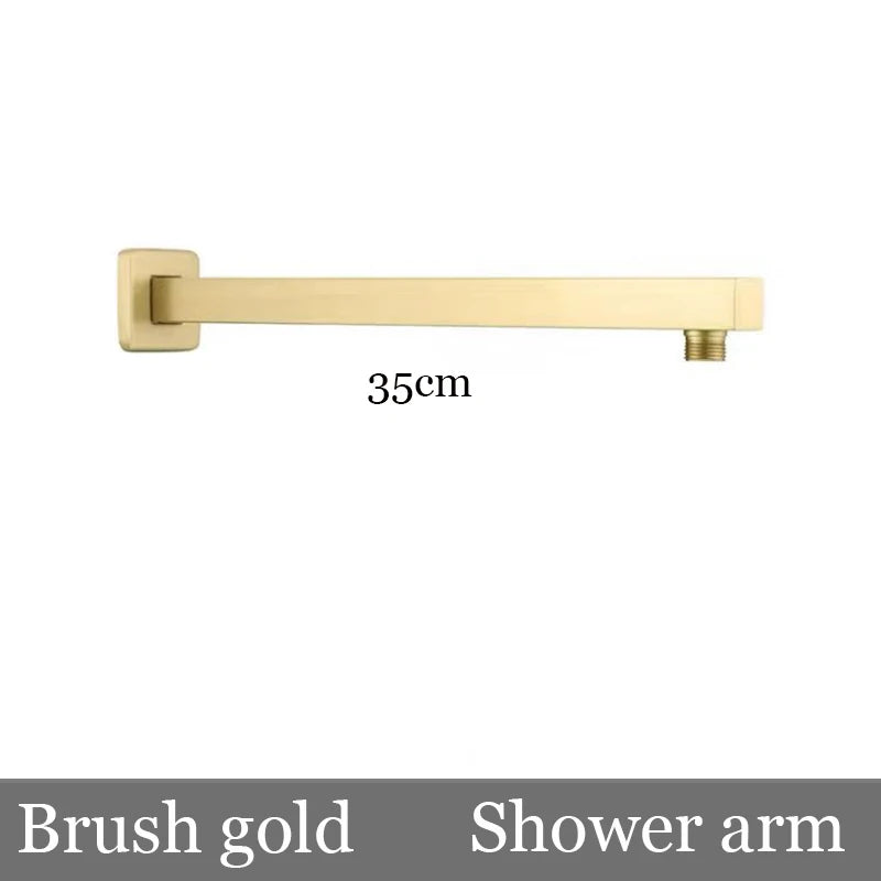 BAKALA 8/10/12Inch Water Powered Rain Shower Head Bathroom Square Brush gold Shower head. stainless steel shower head