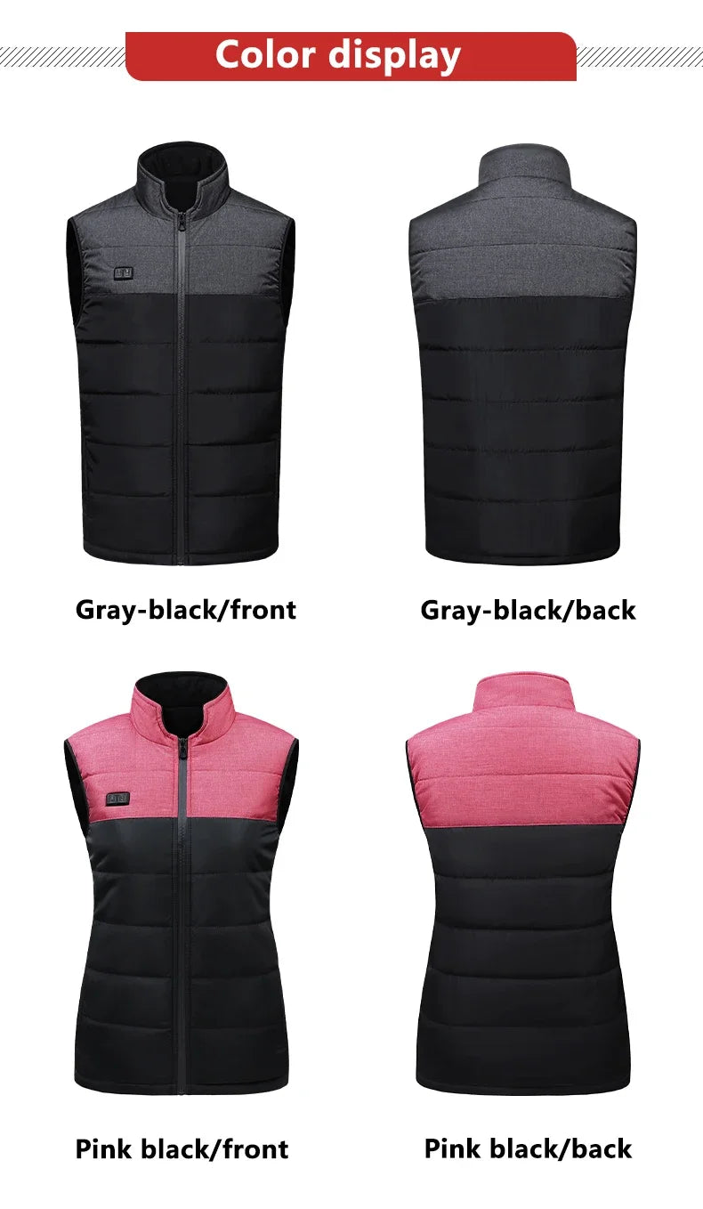 Women Coat Intelligent USB Electric Heating Thermal Warm Clothes Winter Heated Vest Plussize Men 21PCS Heated Jacket Fashion