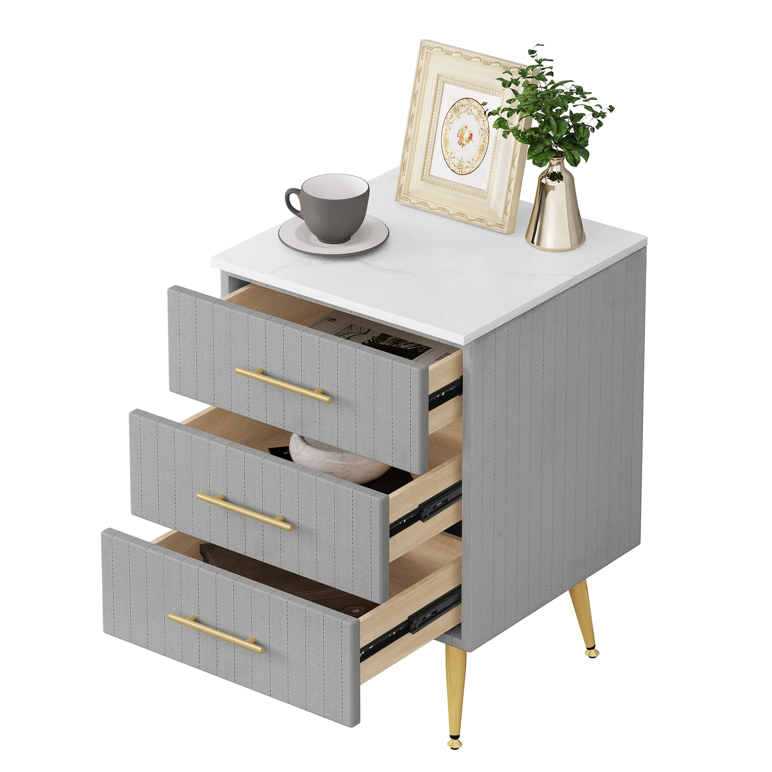 WOLTU Bedside Cabinet Nightstand with 3 Drawers Chest of Drawers Sideboard Storage Coffee Table for Bedroom Home