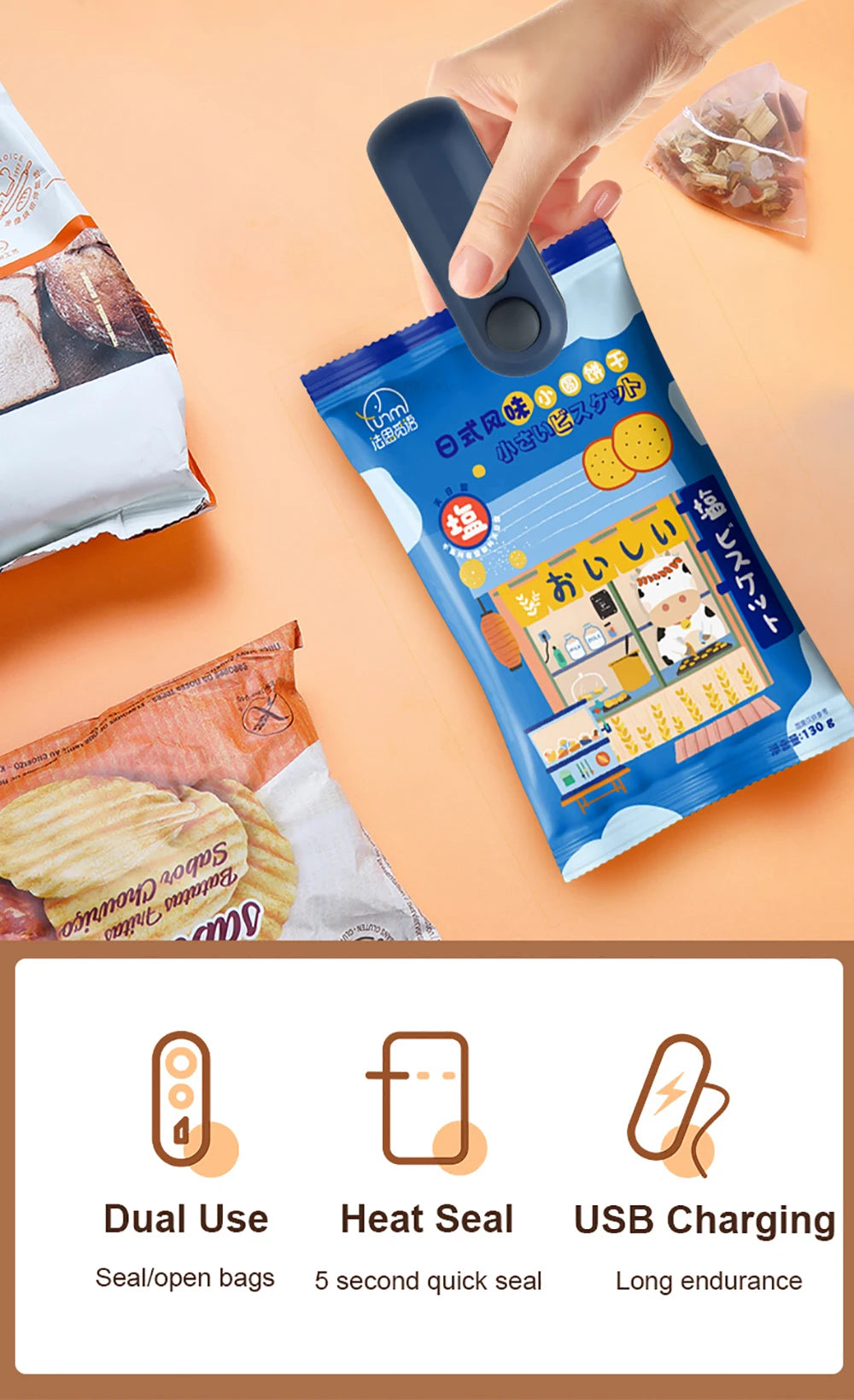 Mini Heat Bag Sealing Machine Plastic Bag Sealer Handheld Heat Sealing Machine Food Packaging Heat Sealer Plastic Bag Sealants