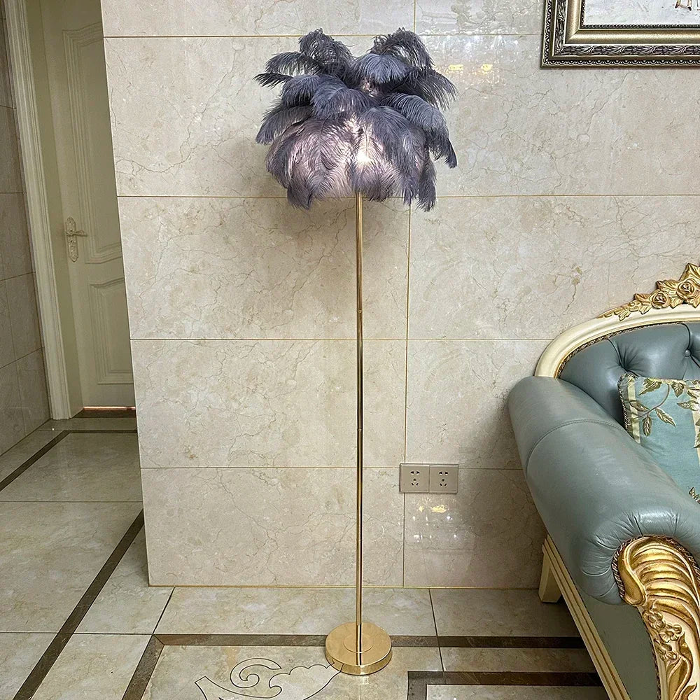 Rechargeable ostrich feather floor lamp Bar light Bedroom decorative light Romantic wedding creative wedding lighting
