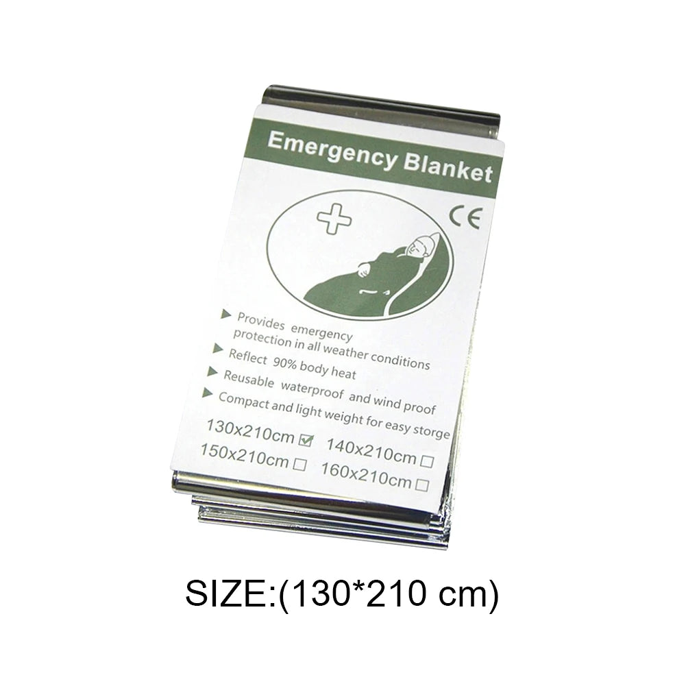 Silver Emergency Survival Thermal Blanket Outdoor Sleeping Bag Waterproof Windproof Reusable Cover for Exploration