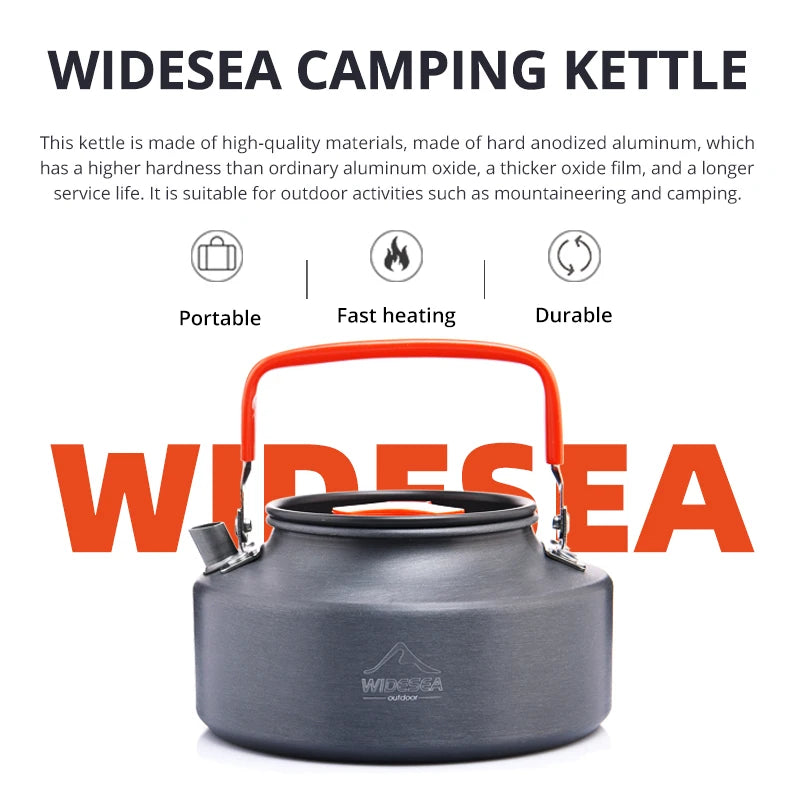 Widesea Camping Soup Pot Outdoor Teapot Cookware Pan Set Tableware Cutlery Utensils Hiking Picnic Travel Equipment Cooker
