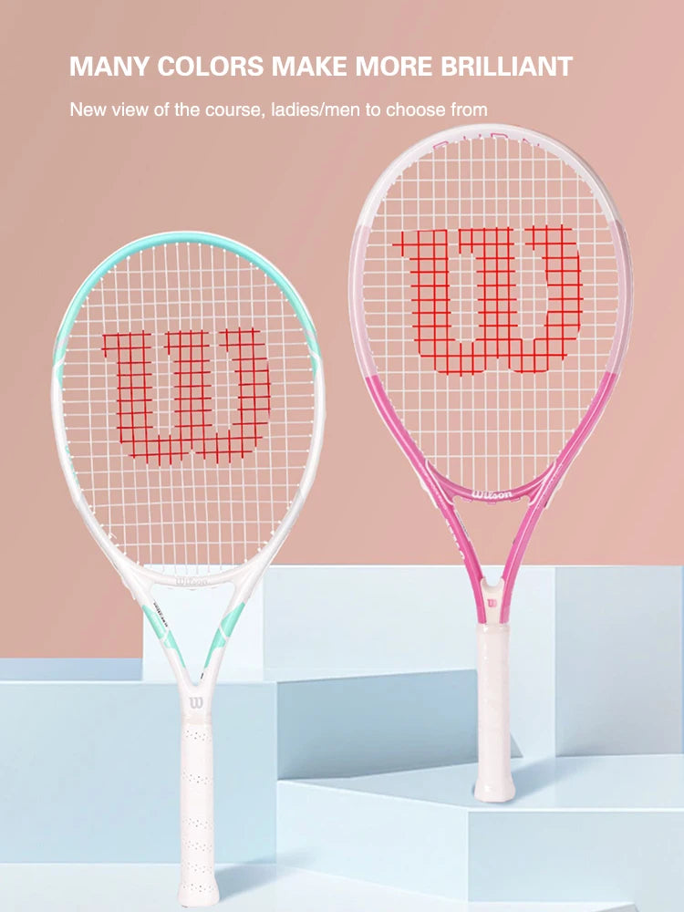 Wilson Tennis Rackets Professional Adults Beginner Carbon Alloy Rackets with Line Self-Practice Beginner Elastic Tennis Racket