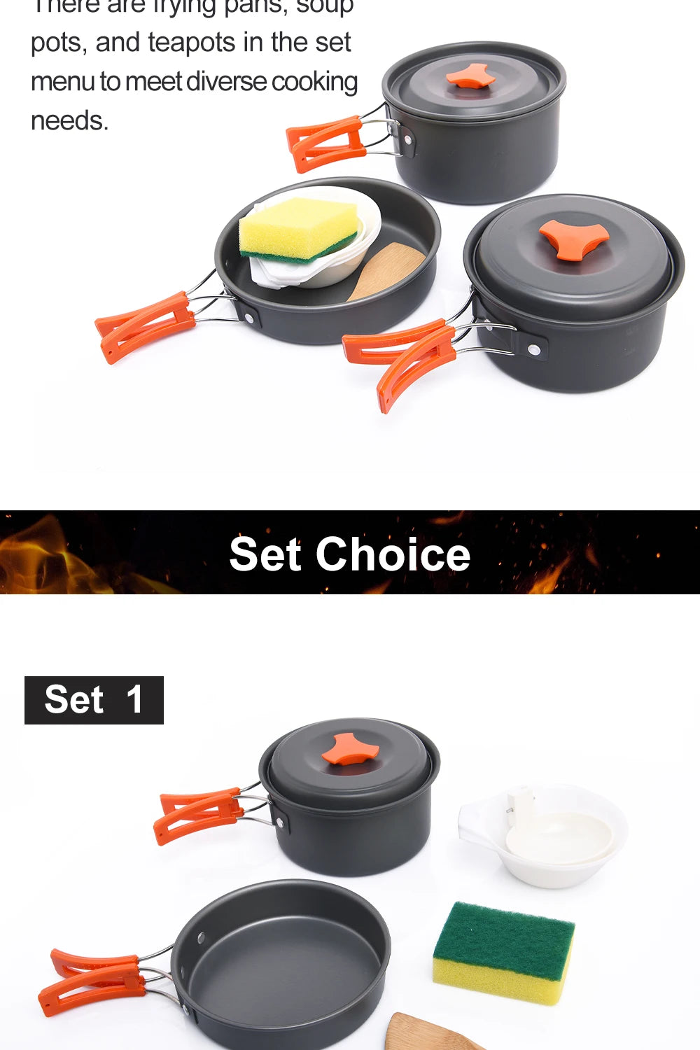 Widesea Camping Soup Pot Outdoor Teapot Cookware Pan Set Tableware Cutlery Utensils Hiking Picnic Travel Equipment Cooker