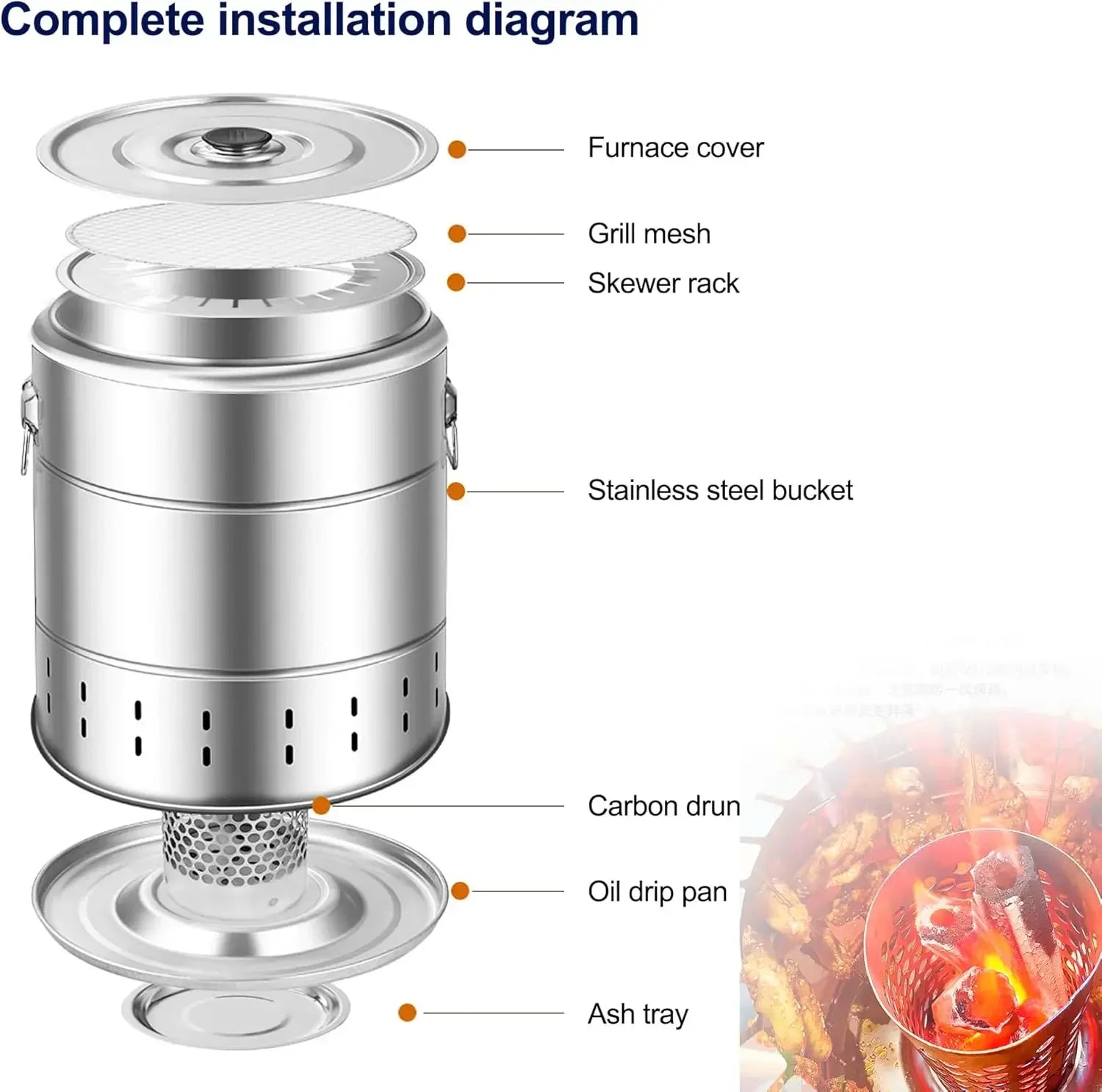 Outdoor Portable Charcoal Grill