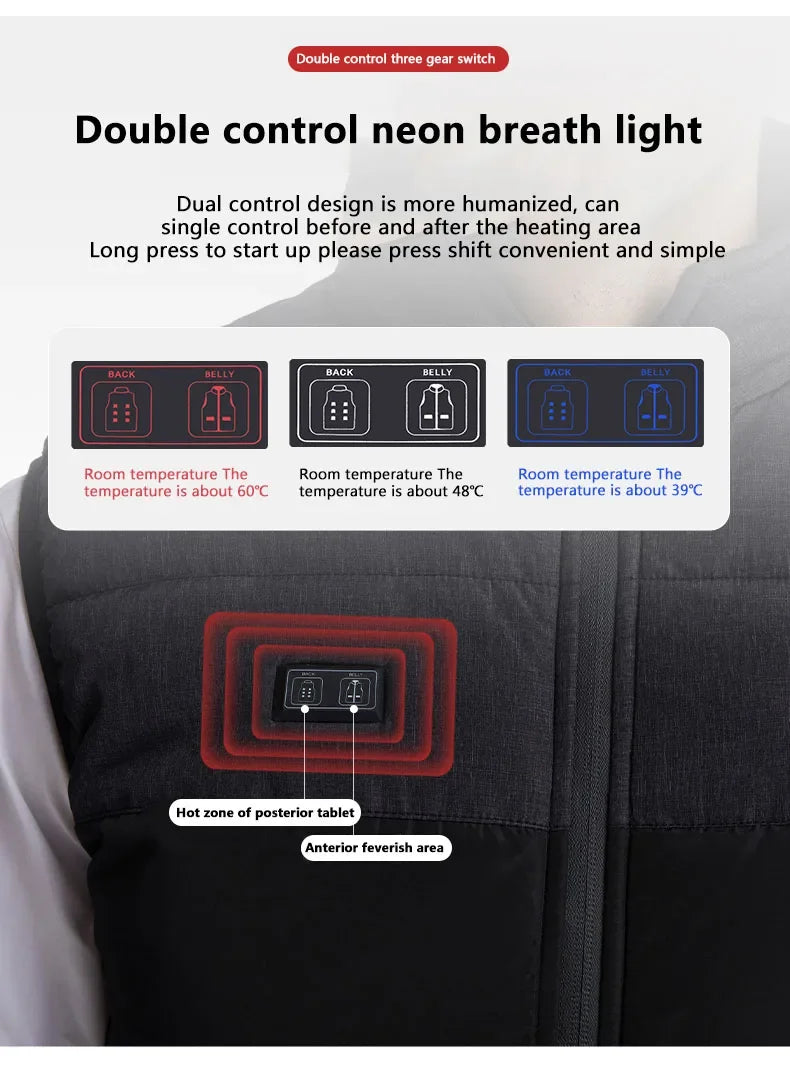 Women Coat Intelligent USB Electric Heating Thermal Warm Clothes Winter Heated Vest Plussize Men 21PCS Heated Jacket Fashion