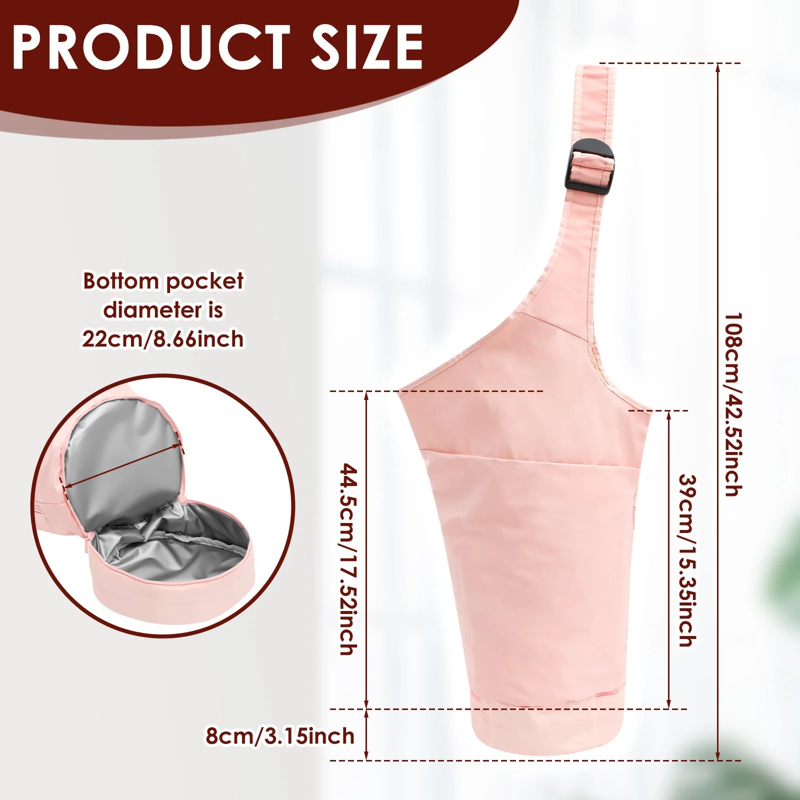 Yoga Mat Bag Large Opening Yoga Bag with Adjustable Shoulder Strap and Multiple Pocket Functional Fitness Mat Carrier for Women