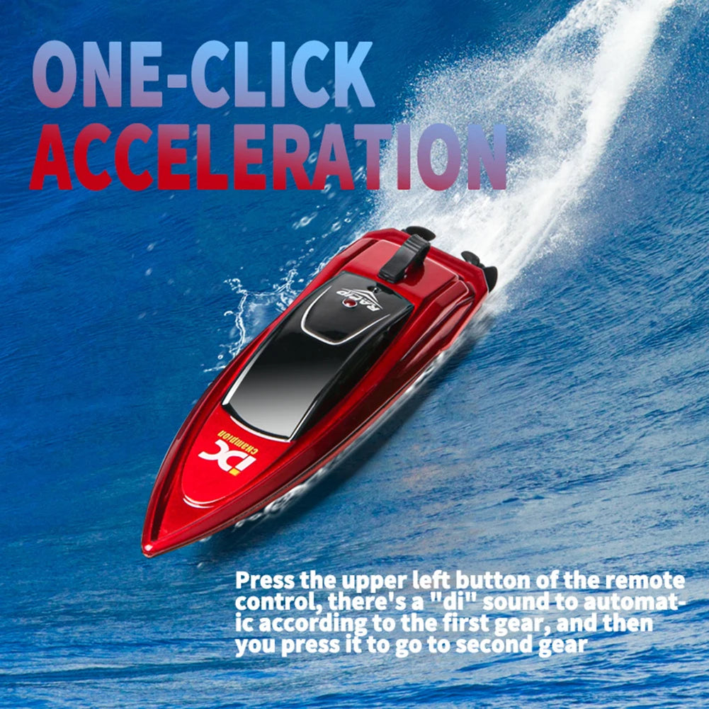 Waterproof 2.4GHz RC Boat High Speed Electric Ship Water Model with LED Lights Children Remote Control Ship Toy