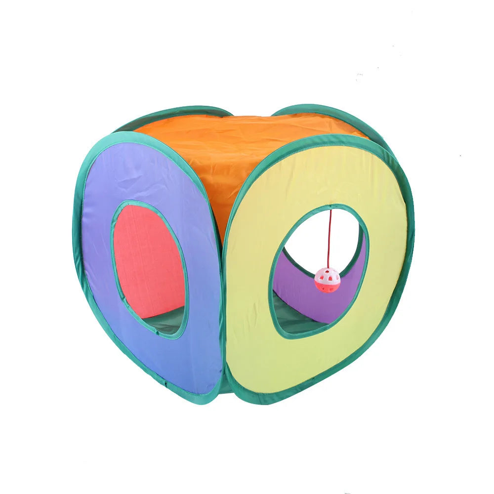 Foldable Rainbow Cat Tunnel Interactive Cat Toy Collapsible Play Tube for Kittens Durable Portable Pet Exercise Cubes