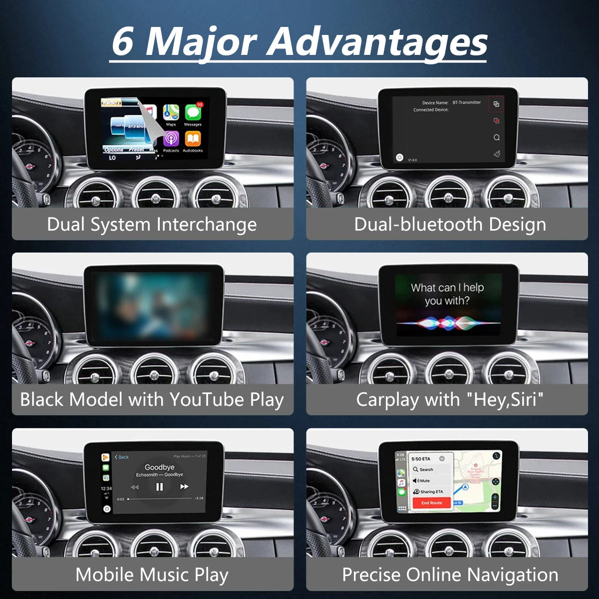 Wireless CarPlay for Mercedes Benz 5.0 A CLA GLA W176 C-Class W205 GLC 2015-2018 with Android Auto Mirror Link AirPlay Car Play
