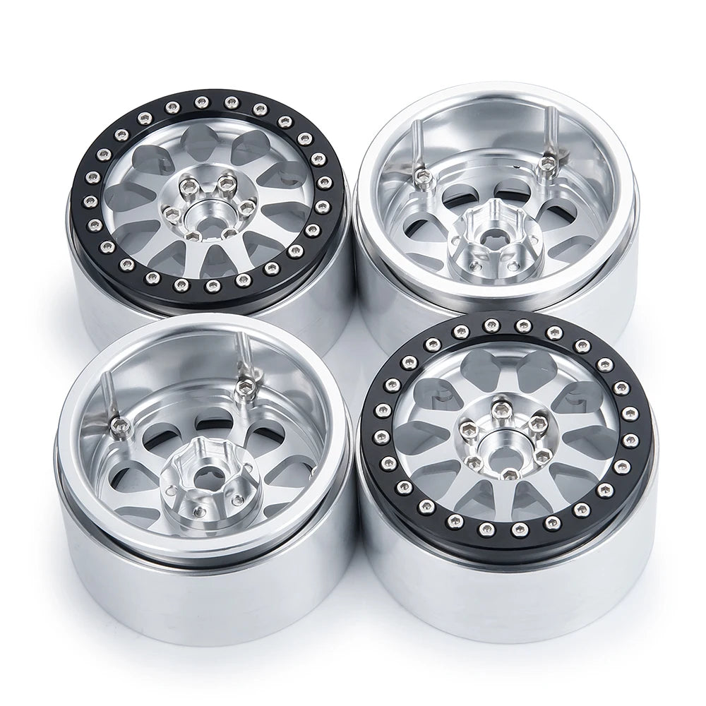 YEAHRUN 2/4pcs Metal Beadlock 2.2 inch Wheel Rims Hubs for Axial Wraith 90048 RR10 TRX-4 1/10 RC Crawler Car Upgrade Parts