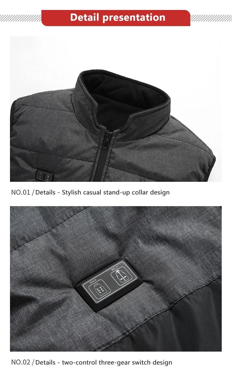Women Coat Intelligent USB Electric Heating Thermal Warm Clothes Winter Heated Vest Plussize Men 21PCS Heated Jacket Fashion