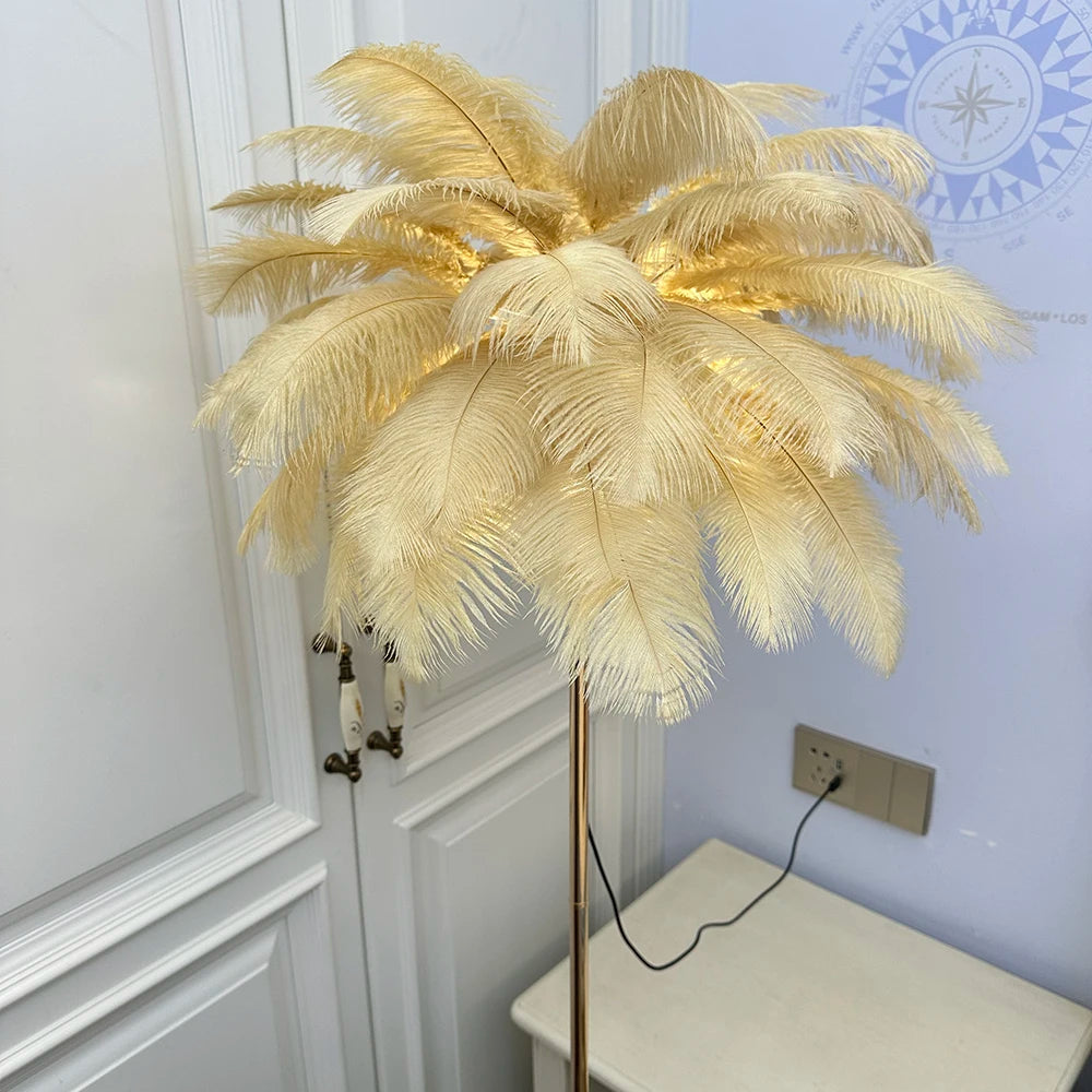 Rechargeable ostrich feather floor lamp Bar light Bedroom decorative light Romantic wedding creative wedding lighting