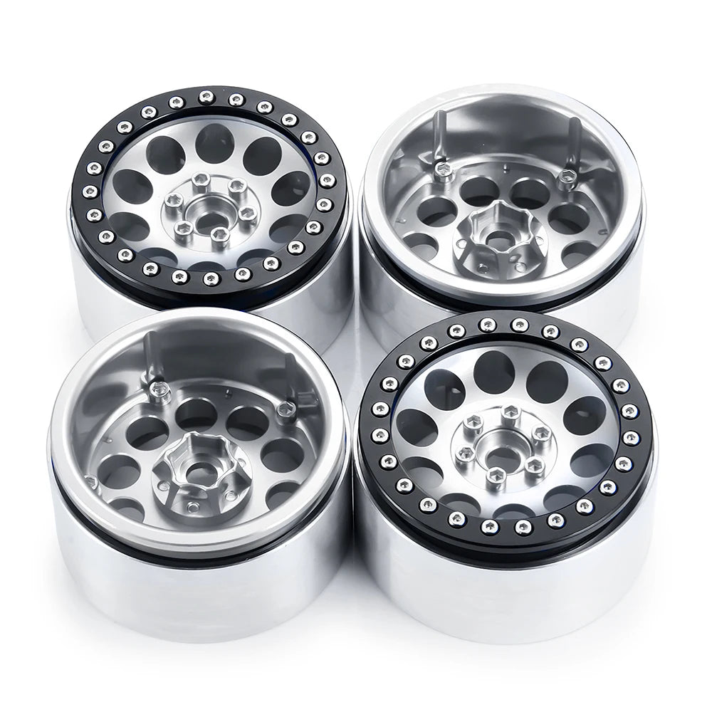 YEAHRUN 2/4pcs Metal Beadlock 2.2 inch Wheel Rims Hubs for Axial Wraith 90048 RR10 TRX-4 1/10 RC Crawler Car Upgrade Parts