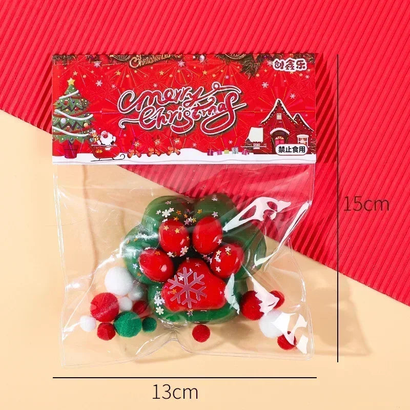Christmas Cute Cat Paw Mochi Squishy Fidget Toys Plush Sensory Silicone Slow Rebound Pinch Decompression Toy Stress Release Toys