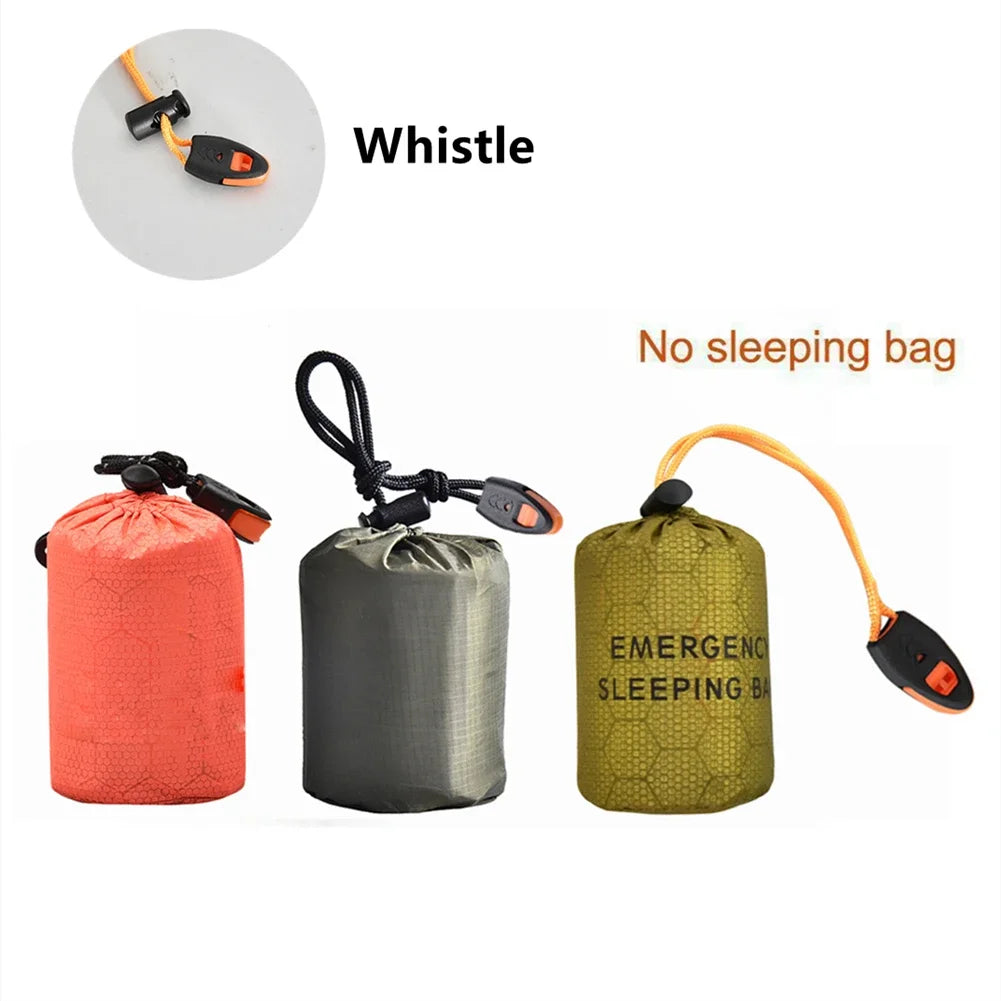 Portable Waterproof Emergency Survival Sleeping Storage Bag Hiking Sack Camping Gear Thermal Bivy Aid Rescue Kit Mylar Blanket