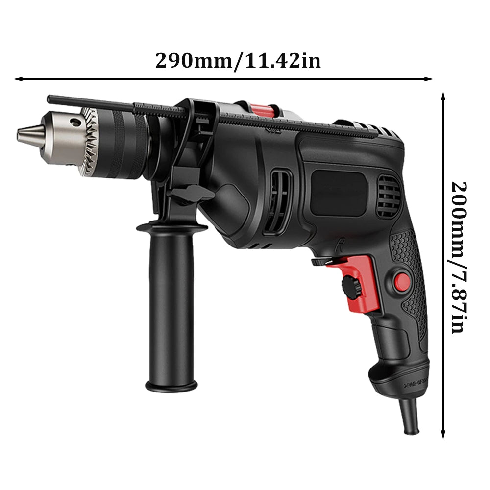 AC 110V/220V Multifunction Electric Drill Powerful Impact Drill Electric Hammer Infinitely Variable Speed Power Tools EU/US Plug