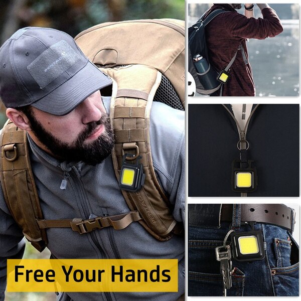 1-5PCS Mini LED Flashlight Portable COB Keychain Work Lights 500LM USB Charging Waterproof For Outdoor Walking Camping Lighting