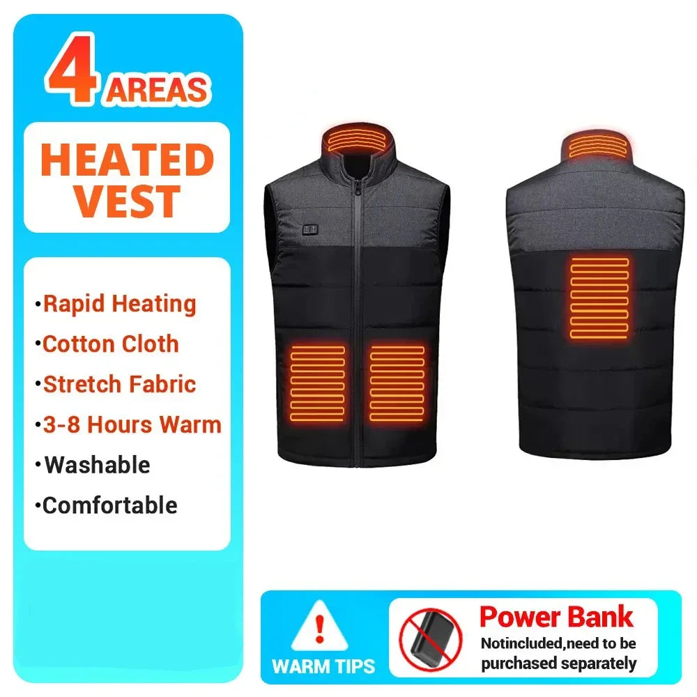 Women Coat Intelligent USB Electric Heating Thermal Warm Clothes Winter Heated Vest Plussize Men 21PCS Heated Jacket Fashion