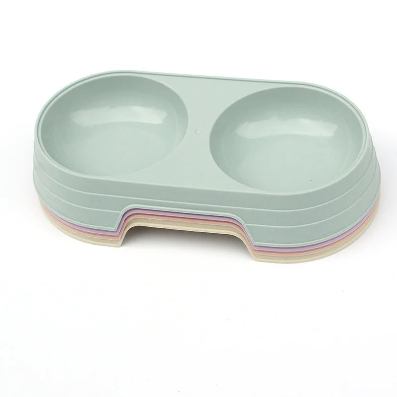 Wheat Straw Pet Double Bowl Dog Bowl Cat Dog Drink Water and Eat Dual-use Rice Bowl Pet Supplies Cats Feeder Pets Items