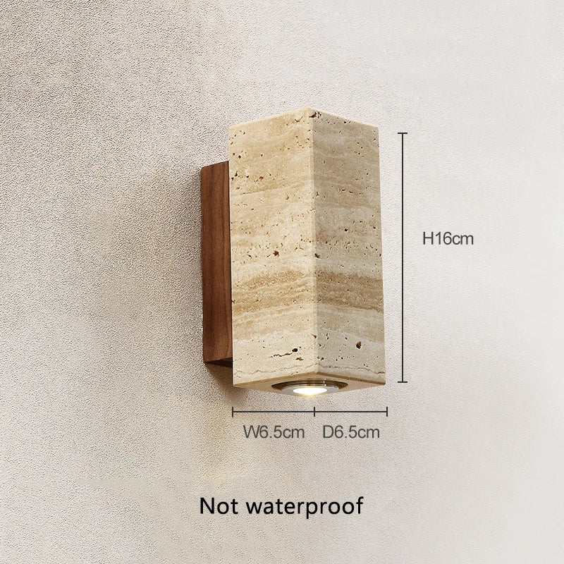 Yellow travertine stone Japanese style wabi-sabi wall lights bedroom dinning room wall lamp designer retro outdoor wall sconces