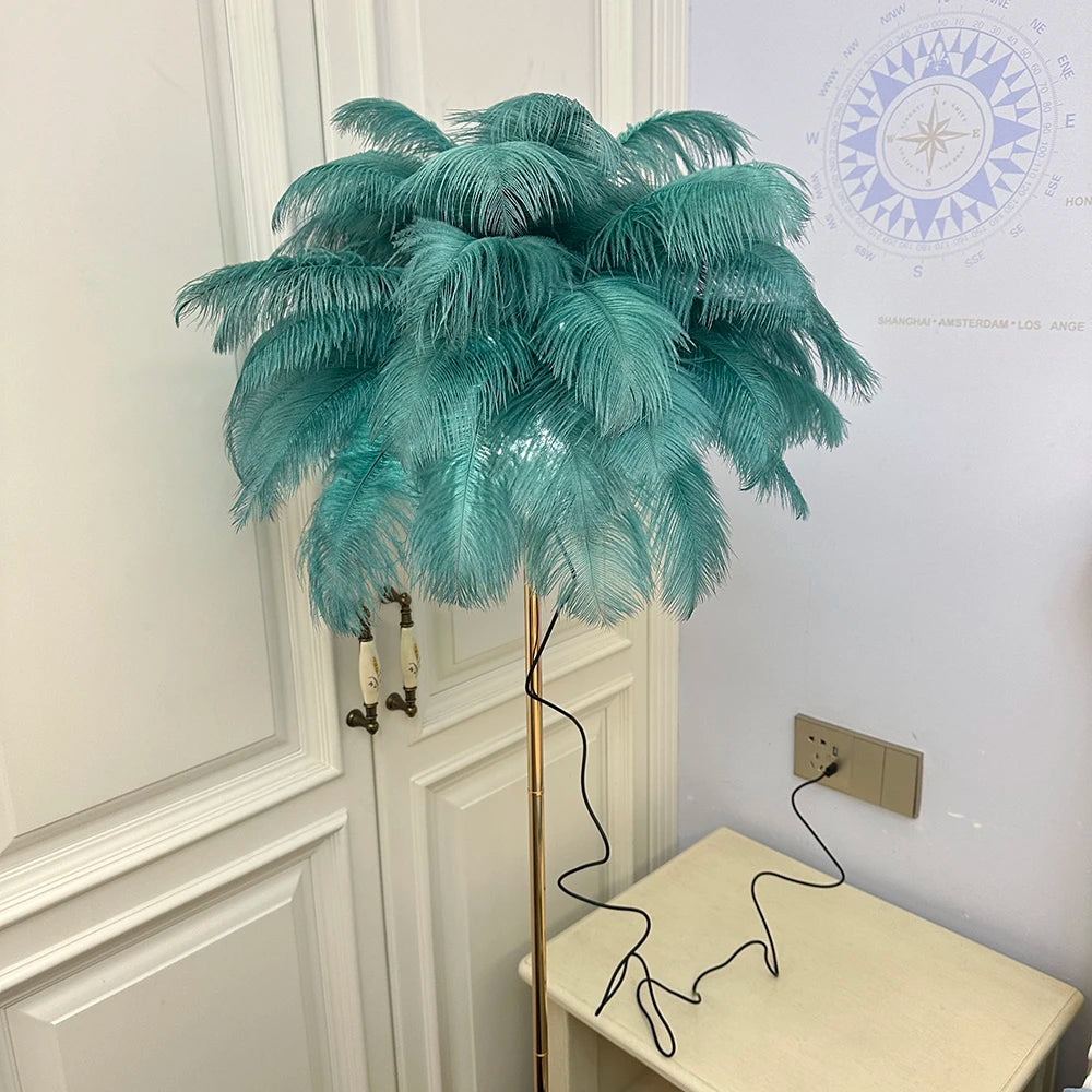 Rechargeable ostrich feather floor lamp Bar light Bedroom decorative light Romantic wedding creative wedding lighting