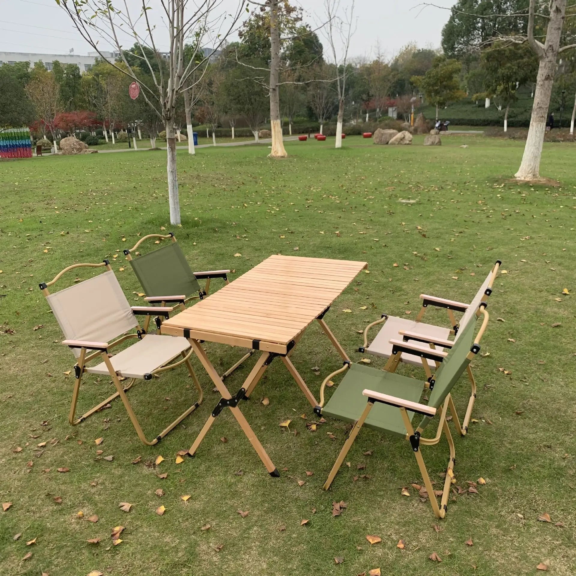 Solid Wood Folding Table Camping Wind Bar Grill Hot Pot Booth Fair with Heightened Egg