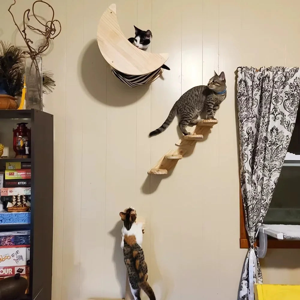 Cat Climbing Shelves Wall Mounted Cat Tree with Sisal Scratching Post Jumping Platform Ladder Cats Supplies Indoor Pet Furniture