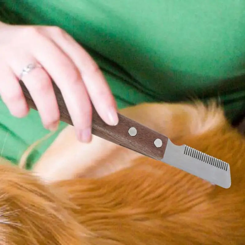 Professional Dog Stripping Knives Pets Grooming Comb With Wood Handle Dog Stripping Tool Pet Deshedding Brush Pet Hair Comb