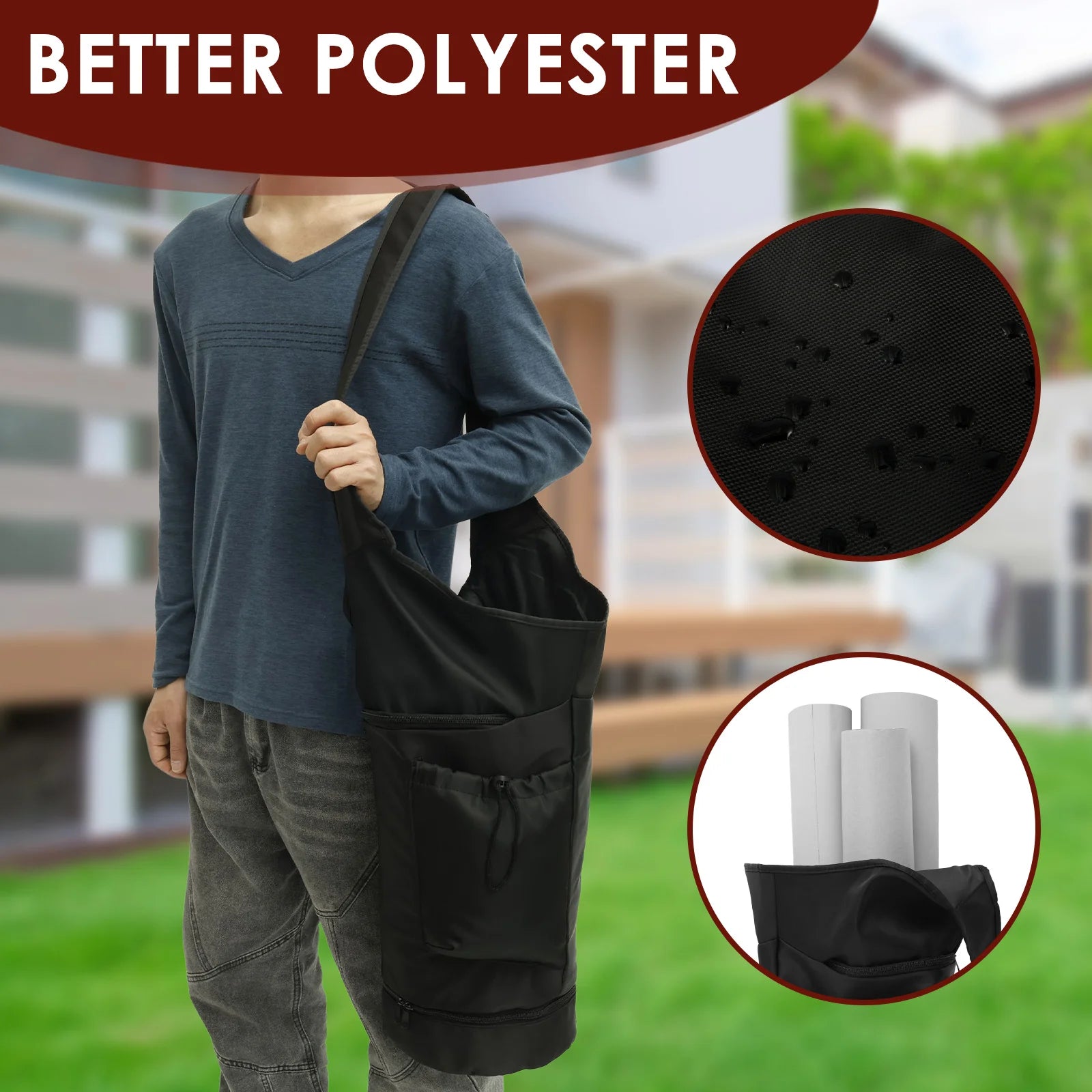 Yoga Mat Bag Large Opening Yoga Bag with Adjustable Shoulder Strap and Multiple Pocket Functional Fitness Mat Carrier for Women