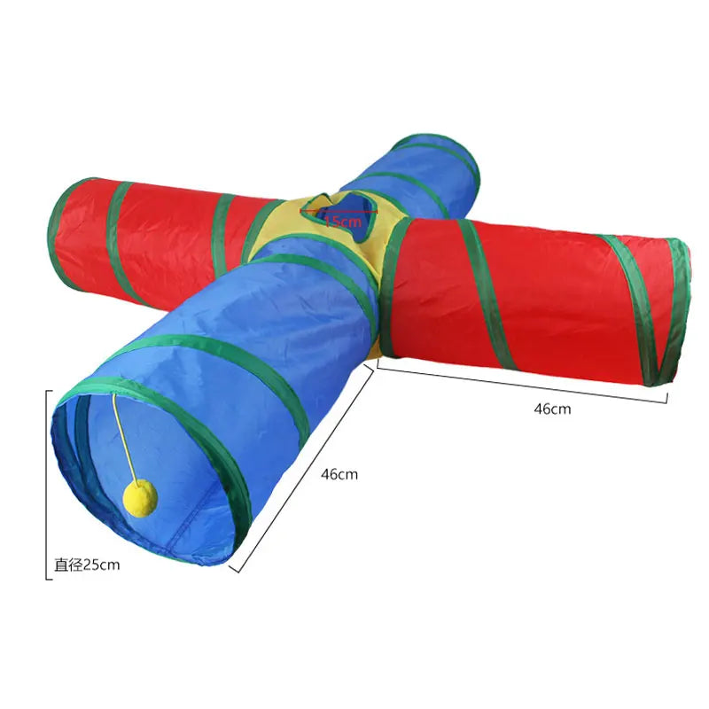 Foldable Rainbow Cat Tunnel Interactive Cat Toy Collapsible Play Tube for Kittens Durable Portable Pet Exercise Cubes