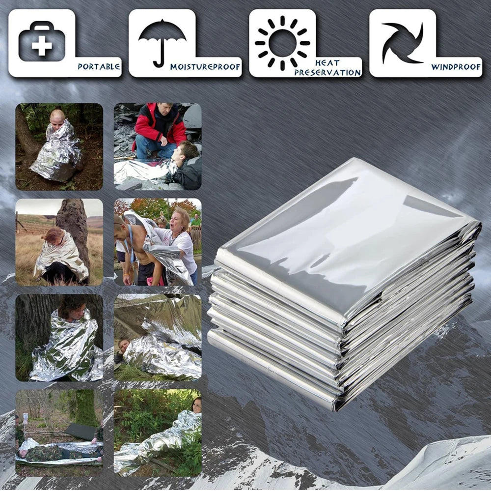 Survival Emergency Mylar Thermal Blanket Foil Space Blanket for NASA Body Warmer Outdoor First Aid Camping Gear Hiking Travel