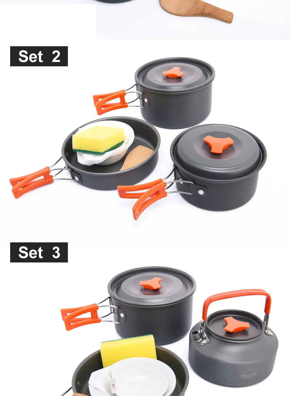Widesea Camping Soup Pot Outdoor Teapot Cookware Pan Set Tableware Cutlery Utensils Hiking Picnic Travel Equipment Cooker