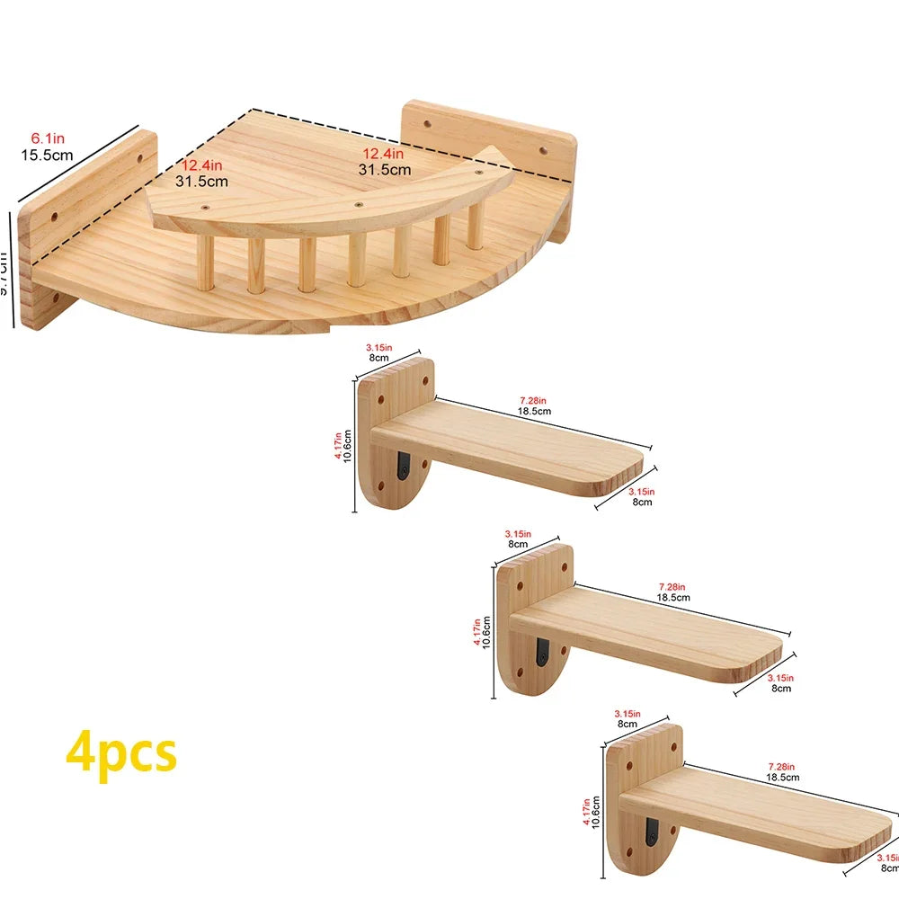 Cat Climbing Shelves Wall Mounted Cat Tree with Sisal Scratching Post Jumping Platform Ladder Cats Supplies Indoor Pet Furniture