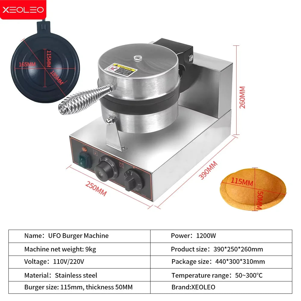 XEOLEO Electric Ice Cream Waffles Ufo Burger Maker Hamburg Gelato Panini Press Machine Sandwich Press Maker 1200W/1300W