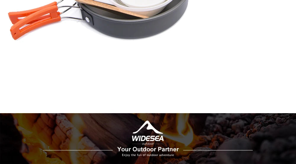 Widesea Camping Soup Pot Outdoor Teapot Cookware Pan Set Tableware Cutlery Utensils Hiking Picnic Travel Equipment Cooker
