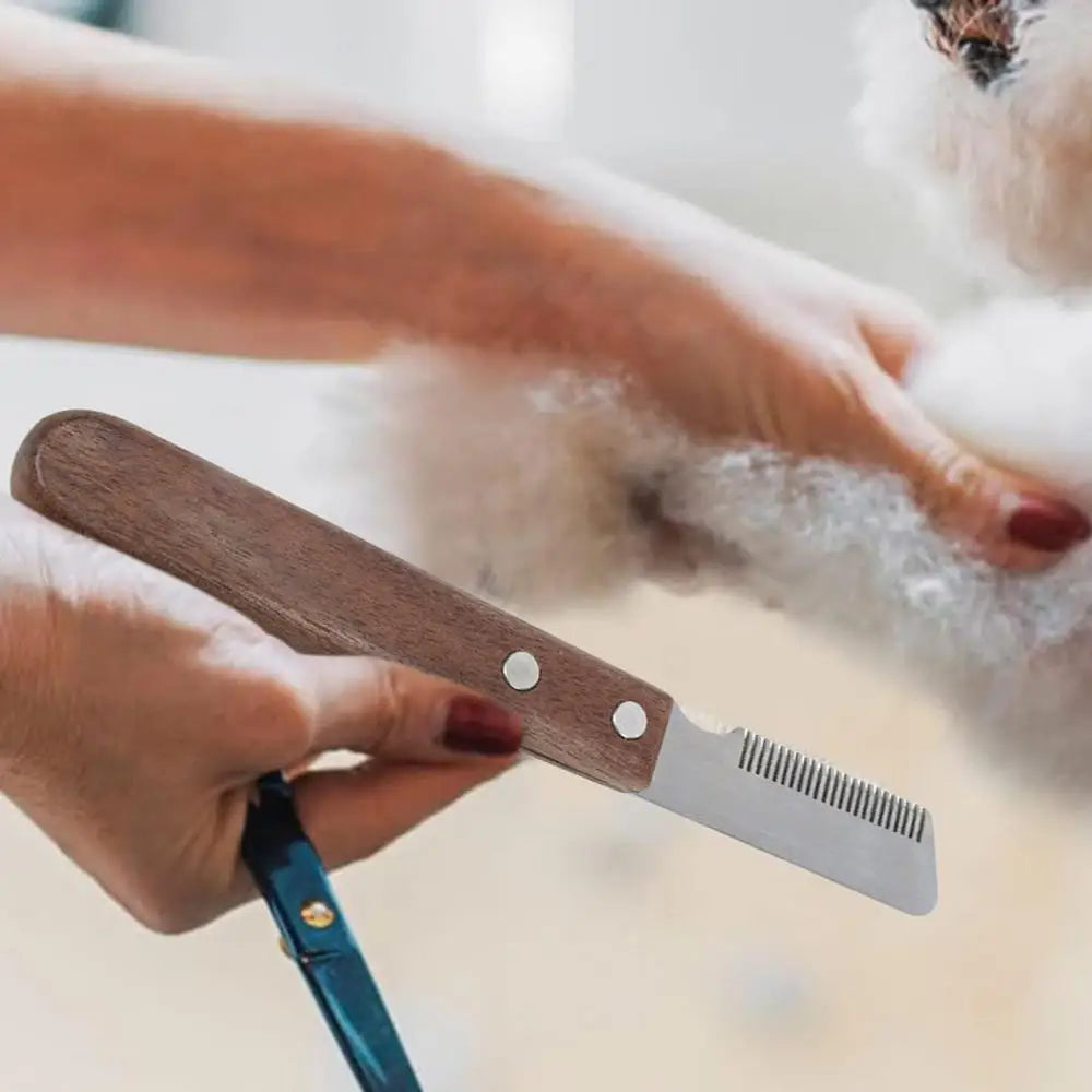 Professional Dog Stripping Knives Pets Grooming Comb With Wood Handle Dog Stripping Tool Pet Deshedding Brush Pet Hair Comb