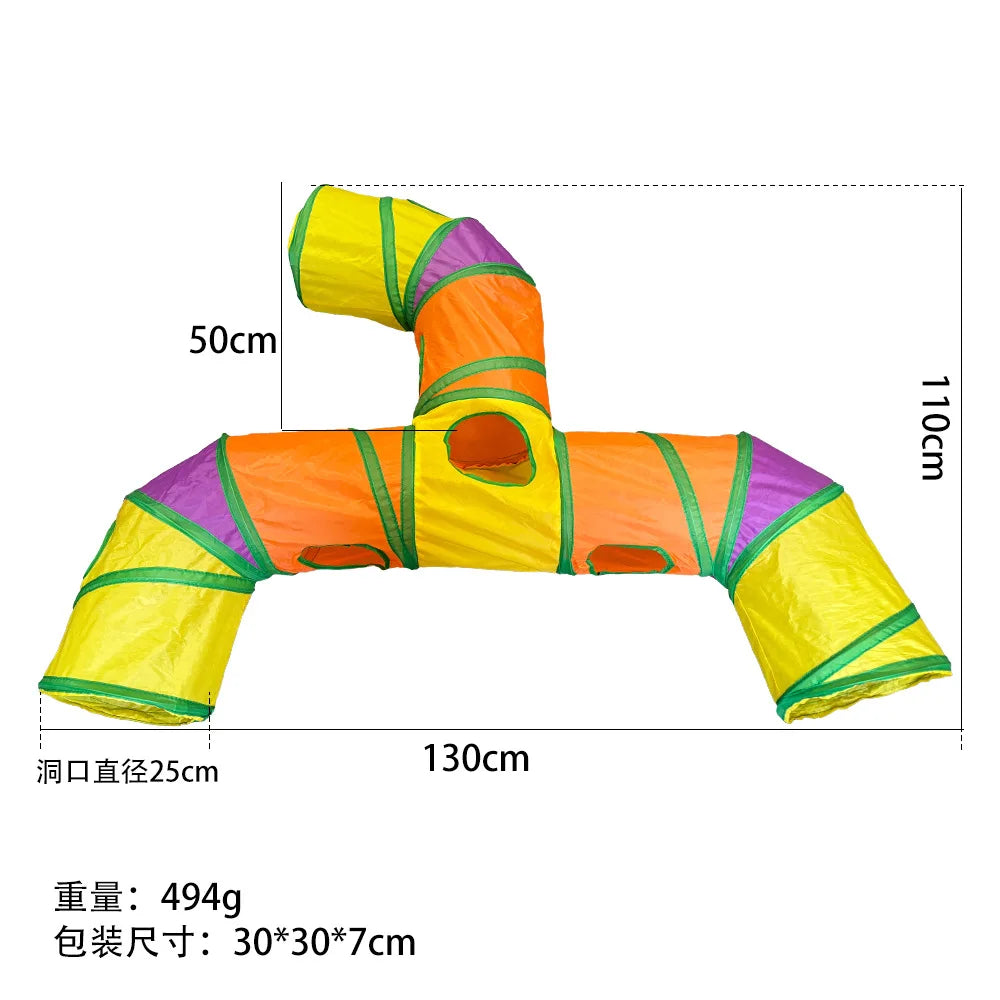 Foldable Rainbow Cat Tunnel Interactive Cat Toy Collapsible Play Tube for Kittens Durable Portable Pet Exercise Cubes