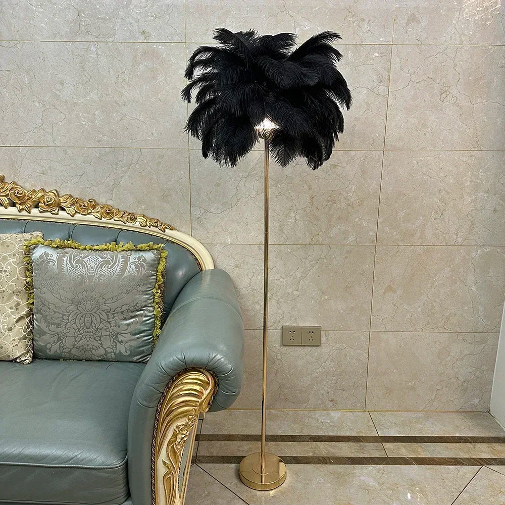 Rechargeable ostrich feather floor lamp Bar light Bedroom decorative light Romantic wedding creative wedding lighting